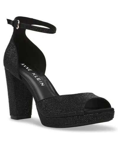 Anne Klein Women's Vista Embellished Platform Dress Sandals In Black Crystal