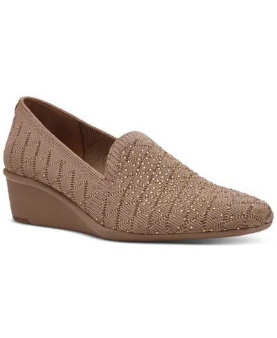 Anne Klein Women's Wendell-c Rhinestone Wedge Loafers In Brown