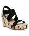Anne Klein Women's Wendi Elastic Strap Wedge Sandals In Black Elastic
