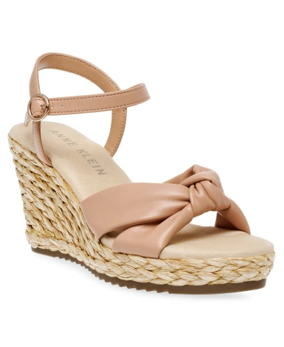 Anne Klein Women's Wheatley Ankle Strap Espadrille Wedge Sandals In Nude Smooth