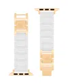 Anne Klein Women's White Ceramic And Gold-tone Alloy Metal Bracelet Designed For Apple Watch 42mm (series 1-3 O In White,gold-tone