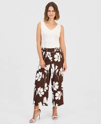 Anne Klein Women's Wide-leg Pull-on Pants In Brown