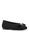 Anne Klein Women's Willow Bow Detail Round Toe Ballet Flats In Black Fabric