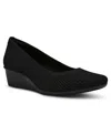 Anne Klein Women's Wisher Wedge Slip On Flats In Black Knit