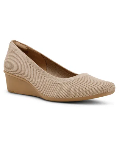 Anne Klein Women's Wisher Wedge Slip On Flats In Tan Knit