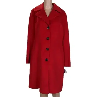 Anne Klein Women's Wool Coat With Buttons In Lychee Red