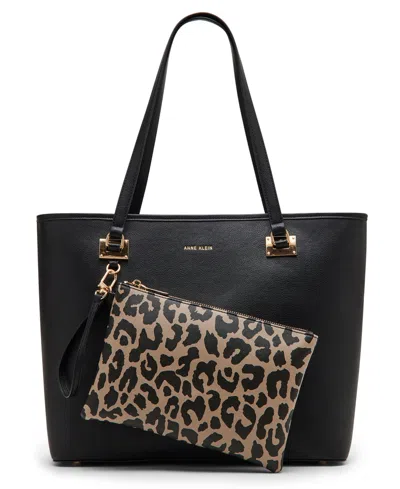 Anne Klein Women's Work Tote With Pouch In Leopard
