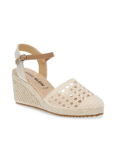 Anne Klein Women's Zida Closed Toe Espadrille Wedges In Natural Woven