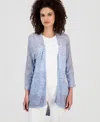Anne Klein Women's Zigzag Knit Open-front Cardigan In Gray