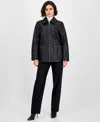 Anne Klein Women's Zip-front Leather Jacket In Black
