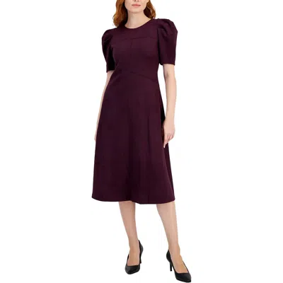 Anne Klein Womens A-line Faux Suede Midi Dress In Brown