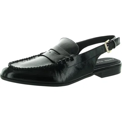 Anne Klein Womens Adjustable Patent Loafers In Black