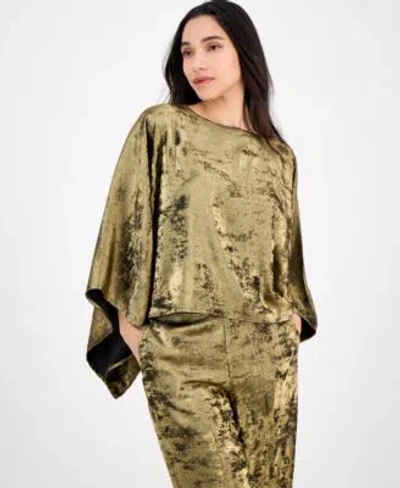 Anne Klein Womens Bateau Neck Dolman Sleeve Cape Blouse Ps 3x In Multi