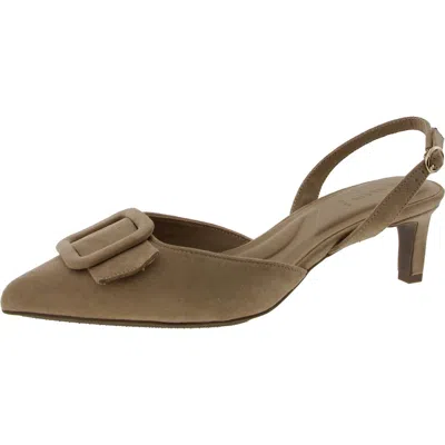 Anne Klein Womens Buckle Faux Suede Slingback Sandals