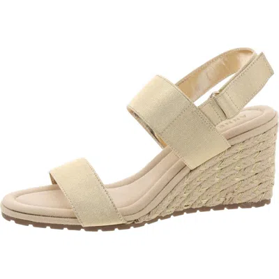 Anne Klein Womens Canvas Dressy Wedge Sandals In Silver