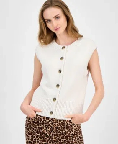 Anne Klein Womens Cap Sleeve Cardigan P Xxs Xxl In White