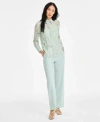 Anne Klein Womens Collared Lace Button Front Shirt Liberty Stretch High Rise Wide Leg Pull On Pants In Soft Aloe