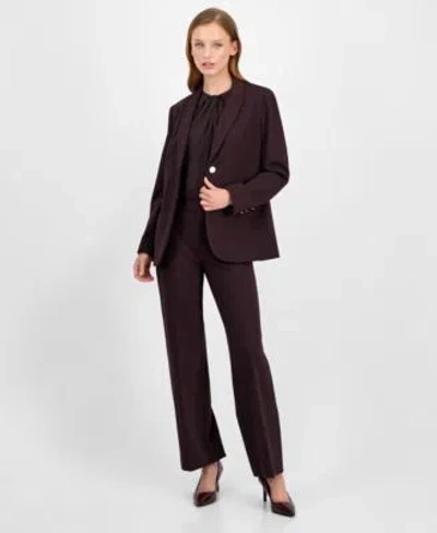 Anne Klein Womens Curved Lapel Double Pocket Blazer Twist Neck Sleeveless Top Pull On Pants In Multi