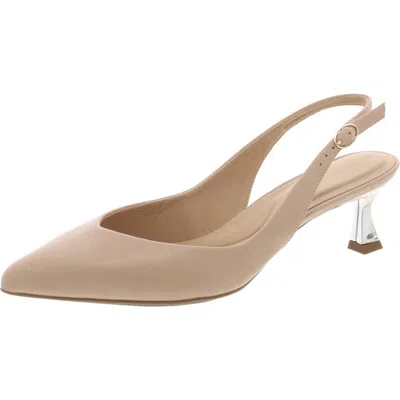 Anne Klein Womens Cushioned Footbed Faux Leather Slingback Heels In Brown