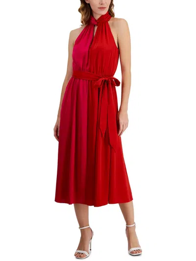 Anne Klein Womens Cut Out Tea Length Halter Dress In Multi | ModeSens