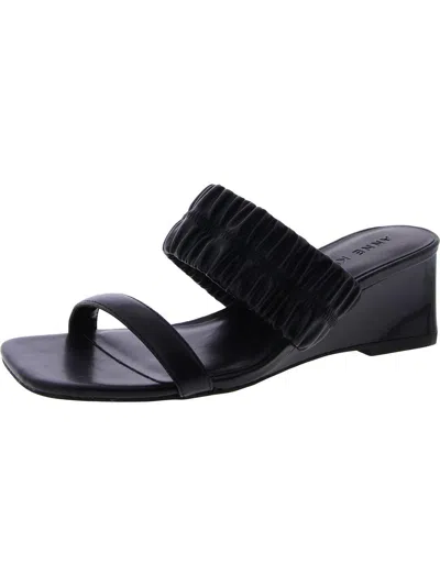 Anne Klein Womens Double Strap Open Toe Wedge Sandals In Black