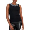 Anne Klein Mirror Bead Detail Sleeveless Sweater In Multi