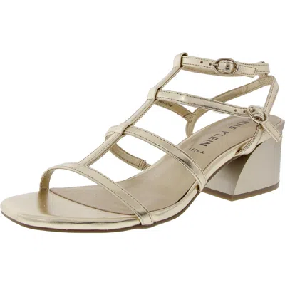 Anne Klein Womens Faux Leather Slip On Block Heel In Gold