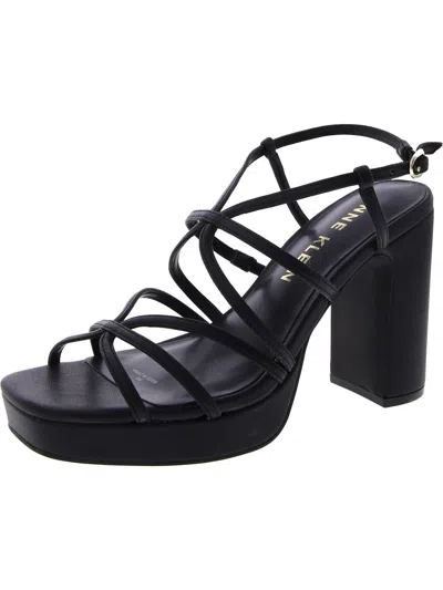 Anne Klein Womens Faux Leather Square Toe Block Heel In Black