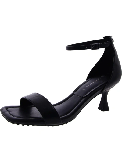 Anne Klein Womens Faux Leather Square Toe Heels In Black