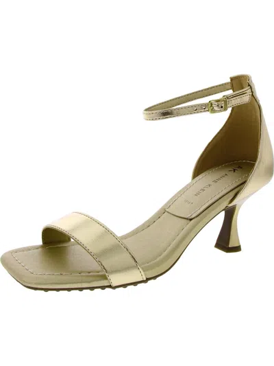 Anne Klein Womens Faux Leather Square Toe Heels In Gold