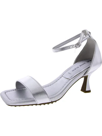Anne Klein Womens Faux Leather Square Toe Heels In Silver