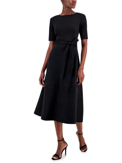 Anne Klein Womens Faux Suede Mid Calf Midi Dress In Multi