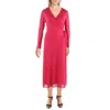 Anne Klein Womens Faux Wrap Office Midi Dress In Pink
