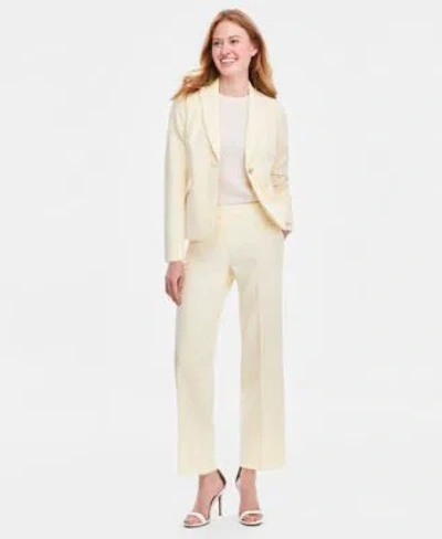Anne Klein Womens Fitted One Button Blazer Short Sleeve Sweater Wide Leg Pull On Pants In Soft Blossom