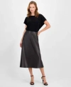 Anne Klein Womens Flared Pull On Midi Skirt P Xxs Xxl In Gray