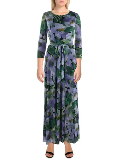 Anne Klein Womens Floral Print Long Maxi Dress In Multi