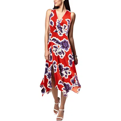 Anne Klein Womens Floral Print Polyester Midi Dress