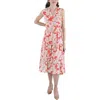 Anne Klein Womens Floral Print Polyester Midi Dress In Multi