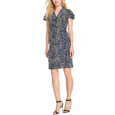 Anne Klein Womens Flutter Sleeve Midi Wrap Dress In Black