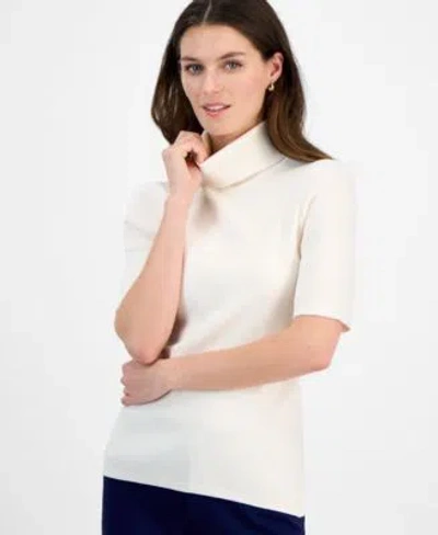 Anne Klein Womens Half Sleeve Turtleneck Sweater P Xs Xxl In White