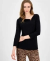 Anne Klein Womens Hardware Trim 3 4 Sleeve Top P Xxs Xxl In Burgundy