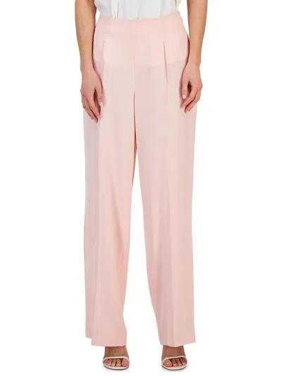 Anne Klein Womens High Rise Pleated Wide Leg Pants In Pink