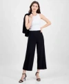 Anne Klein Womens High Rise Pull On Crop Wide Leg Pants Xxs P Xxl In Green