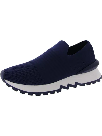 Anne Klein Womens Knit Slip On Casual And Fashion Sneakers In Blue