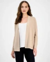 Anne Klein Womens Malibu Fine Rib Open Front Cardigan P Xxs Xxl In Neutral