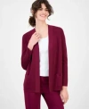 Anne Klein Womens Malibu Fine Rib Open Front Cardigan P Xxs Xxl In Red