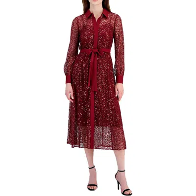 Anne Klein Womens Metallic Polyester Sheath Dress In Burgundy