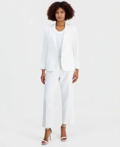 Anne Klein Womens Notched Collar One Button Blazer Sleeveless Sweater Ankle Pants In Gray