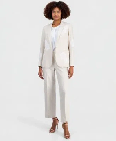 Anne Klein Womens One Button Embroidered Blazer Wide Leg Pants