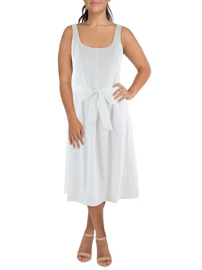 Anne Klein Womens Party Midi Fit & Flare Dress In White